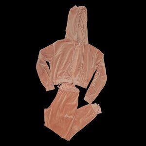 2-piece velvet fleece tracksuit with "Angel 😇" logo